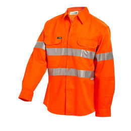 Shirt 190gsm Long Sleeve Orange Taped - 2XL