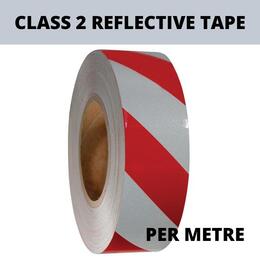 Class 2 Reflective Tape, Red & White Stripe - per metre