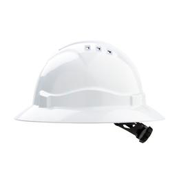 PROCHOICE Full Brim Hard Hat (Vented) Ratchet Harness White (HHV6R)