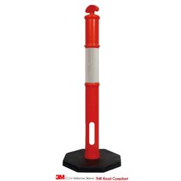Temporary Orange Bollard with 3M Class 1W Reflective Sleeve and 6kg Base - Road Compliant