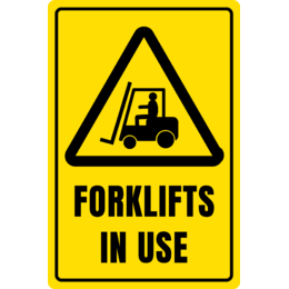 300x225mm Metal Sign - Forklifts in use