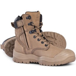 [13-S] MONGREL 561060 High Leg Zip Sider Boots with Scuff Cap - Stone, Size 13