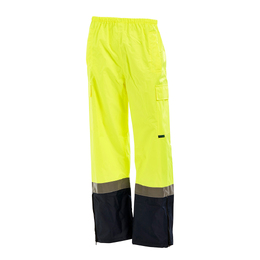 L - WORKIT 1305 Wet Weather 'Reflective' Rain Pants - Yellow/Navy - Large