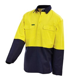 WORKIT 2027 Dual Weight Welders Closed Front Shirt - Yellow/Navy