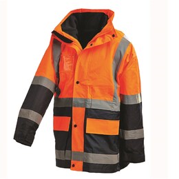 L | WORKIT 3004 5-in-1 Wet Weather Jacket | Orange-Navy