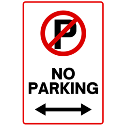 Metal Sign - 300mm x 450mm - No Parking (with arrows)