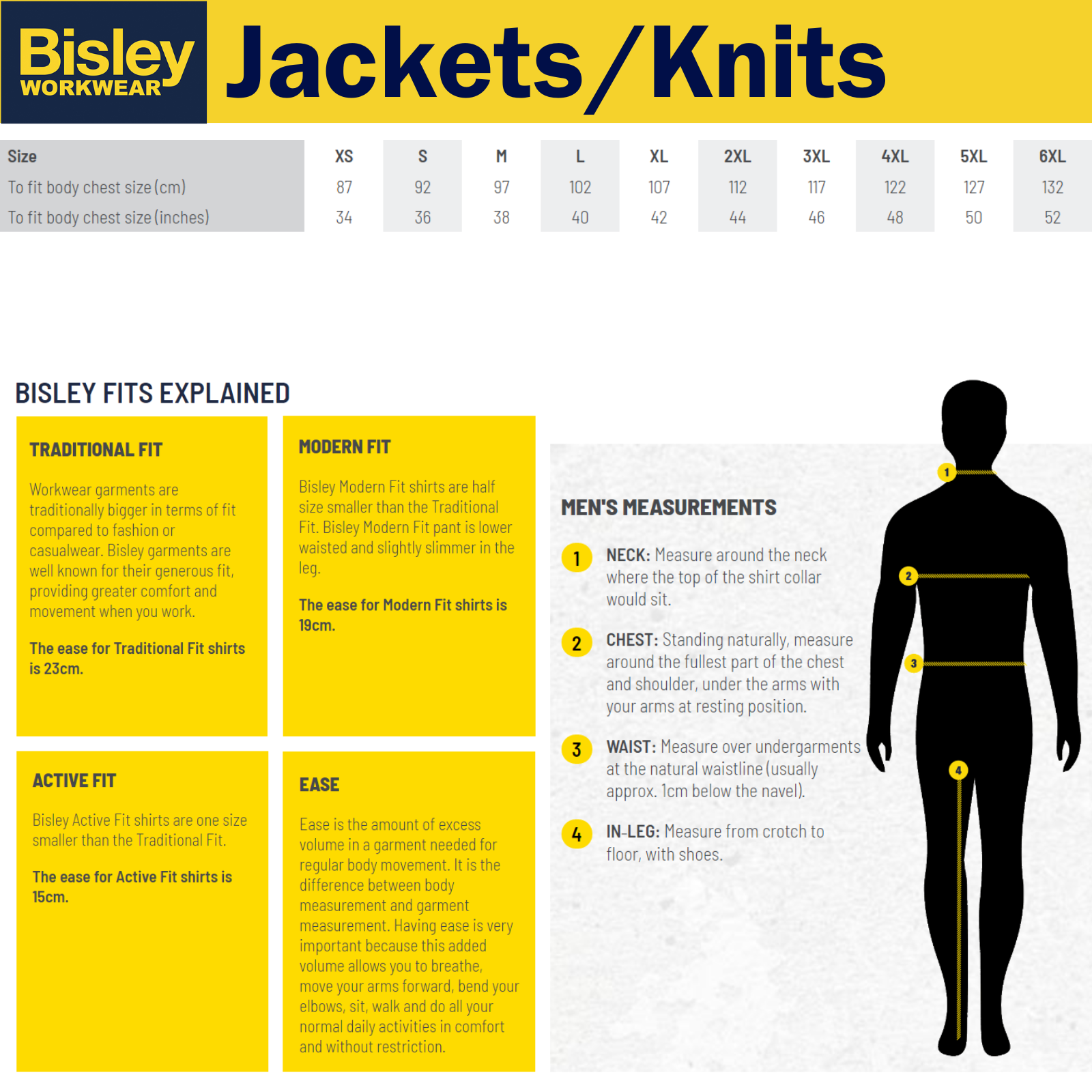 Bisley Size Charts | Peninsula Safety Supplies