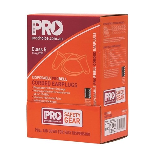PROCHOICE PRO-BELL Corded Earplugs - Box 100 Pairs
