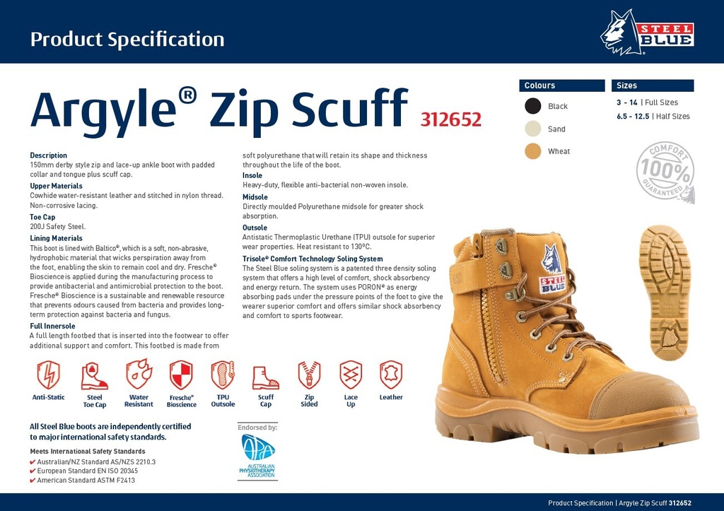 312652 | Wheat - STEEL BLUE Argyle Zip Scuff Boots