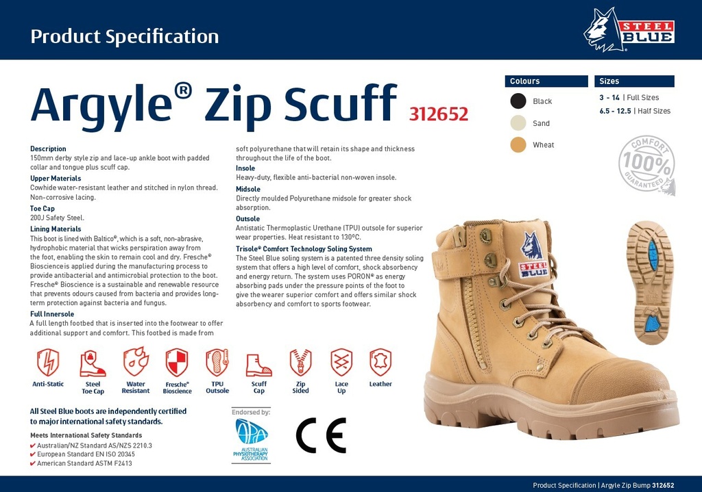 312652 | Sand - STEEL BLUE Argyle Zip Scuff Boots