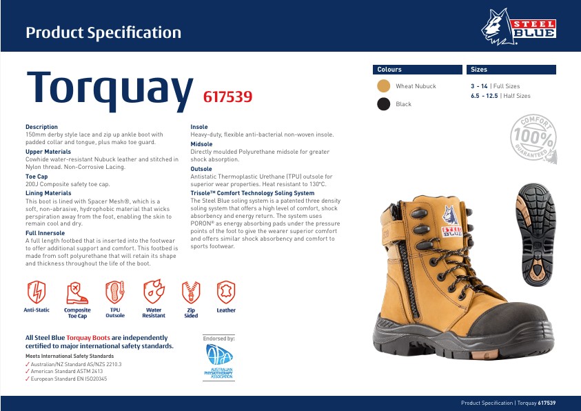 617539 | Wheat - STEEL BLUE Torquay Boots