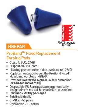 PROCHOICE PRO-BAND Replacement Earplugs (HBEPAR)