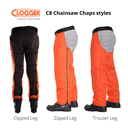 Clogger C8 Chainsaw Chaps - Zipped Leg