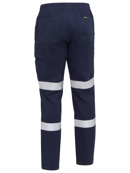 BISLEY BPC6029T Elastic Waist Reflective Taped Cargo Pants - Navy
