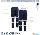 BISLEY BPC6029T Elastic Waist Reflective Taped Cargo Pants - Navy