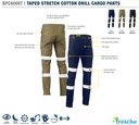 BISLEY BPC6008T Reflective Taped Cargo Pants, Navy
