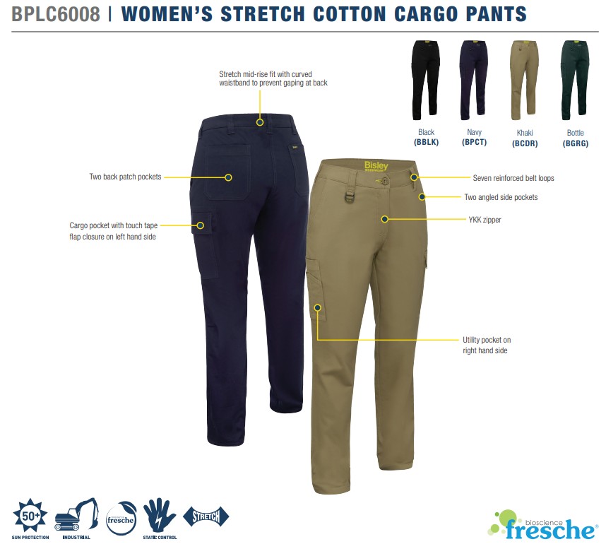 BISLEY BPLC6008 Ladies Stretch Cargo Pants