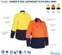 BL6895 BISLEY Women's Cool Lightweight Hi Vis Drill Shirt