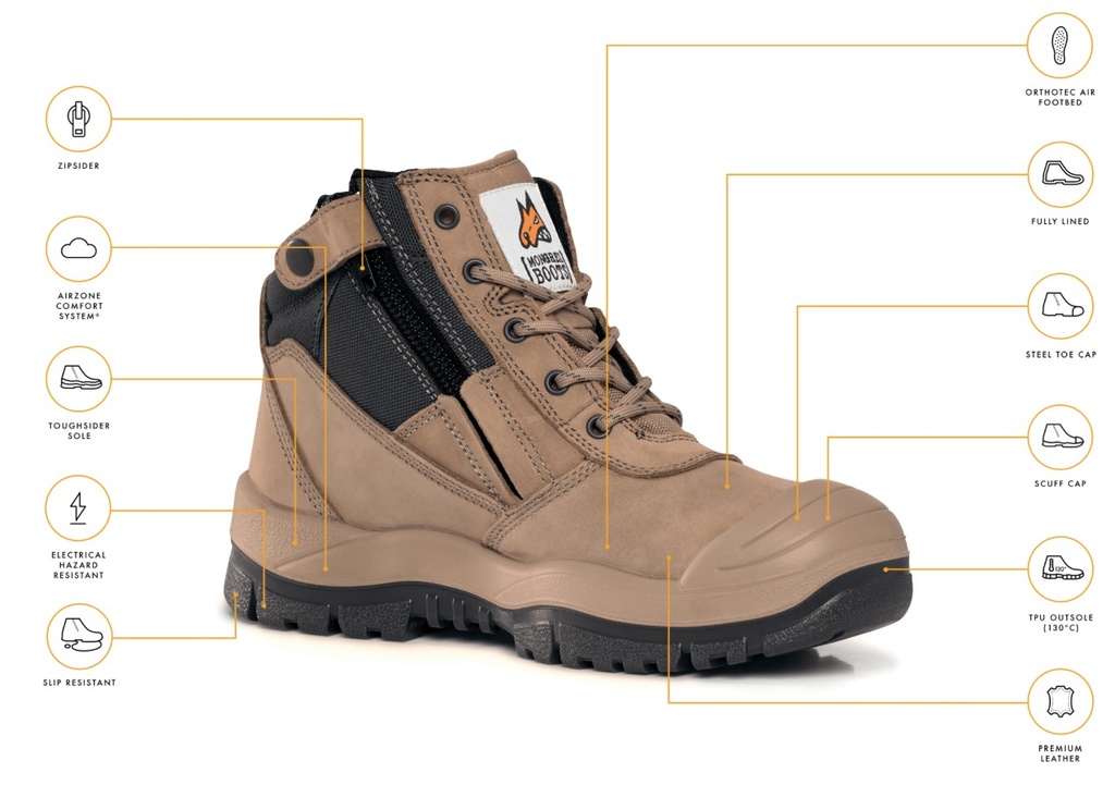 461060|Stone MONGREL Zip Sider Boots w Scuff Cap