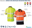 BISLEY BK1219T HiVis Poly Mesh Polo -Taped