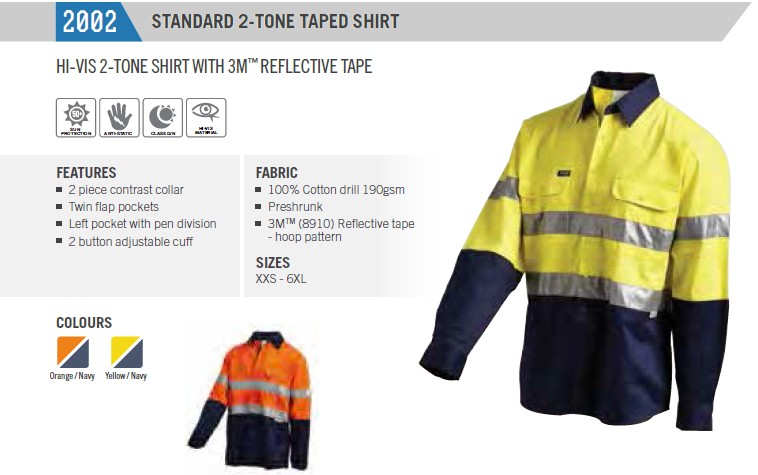 WORKIT 2002 Long Sleeve Taped Shirt Yellow/Navy