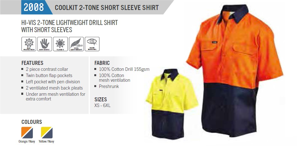 WORKIT 2008 Lightweight Short Sleeve Shirt Orange/Navy