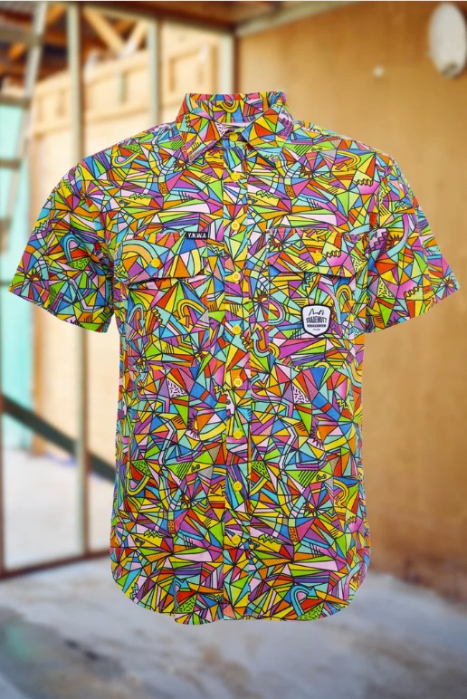 TRADEMUTT Men's Short Sleeve Cotton-Drill Shirt