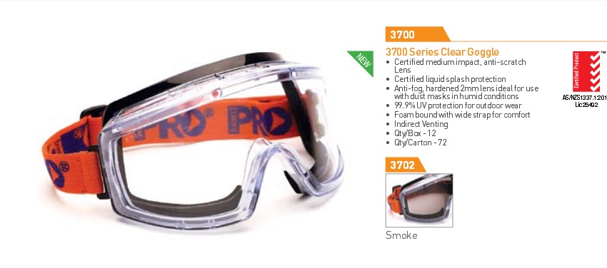 PROCHOICE Safety Goggles (3700) Clear | Peninsula Safety Supplies