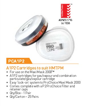 PROCHOICE Replacement A1P2 Filter Cartridges - suit HMTPM