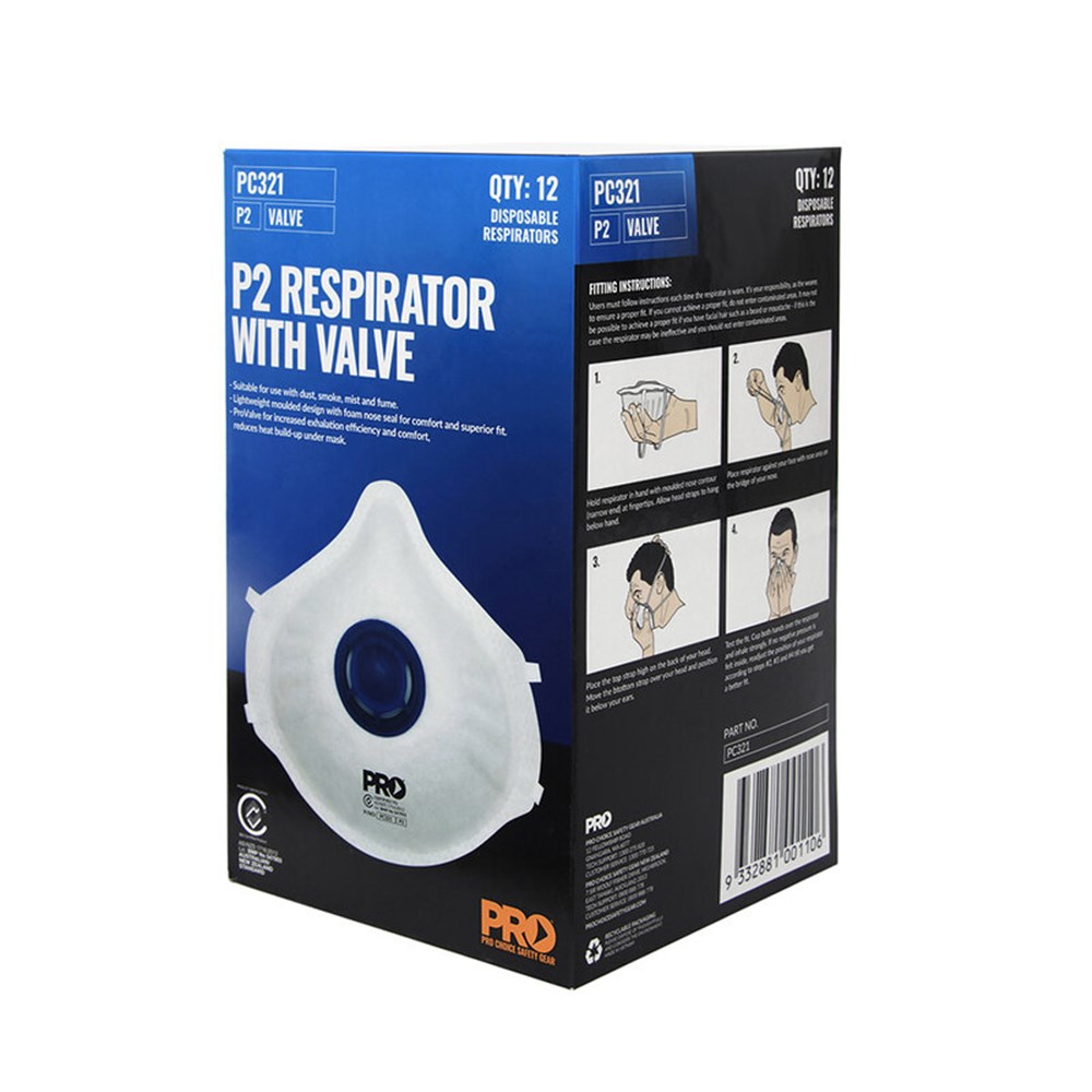 PROCHOICE PC321 P2 Disposable Respirators with Valve - Box 12