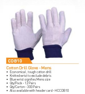 PROCHOICE Cotton Drill Gloves with Knitted Wrist (CDB-10)