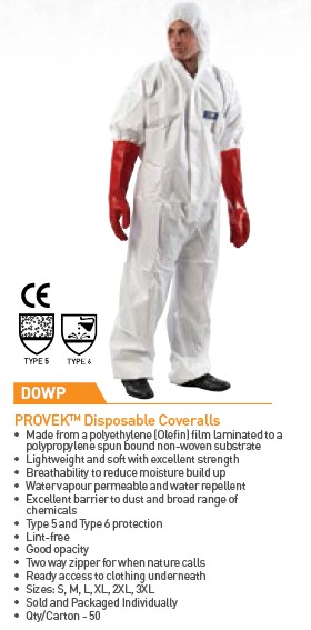 PROVEK DOWP Type5/6 Disposable Coveralls