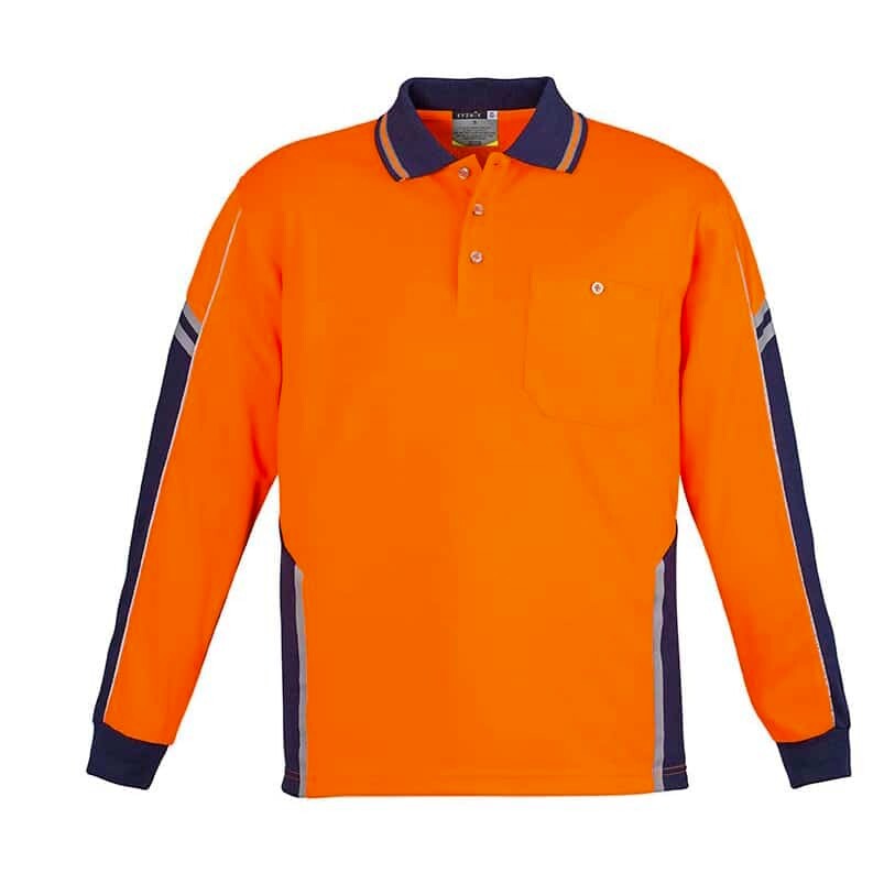 SYZMIK ZH238 Orange Navy Long Sleeve Polo - 2XL