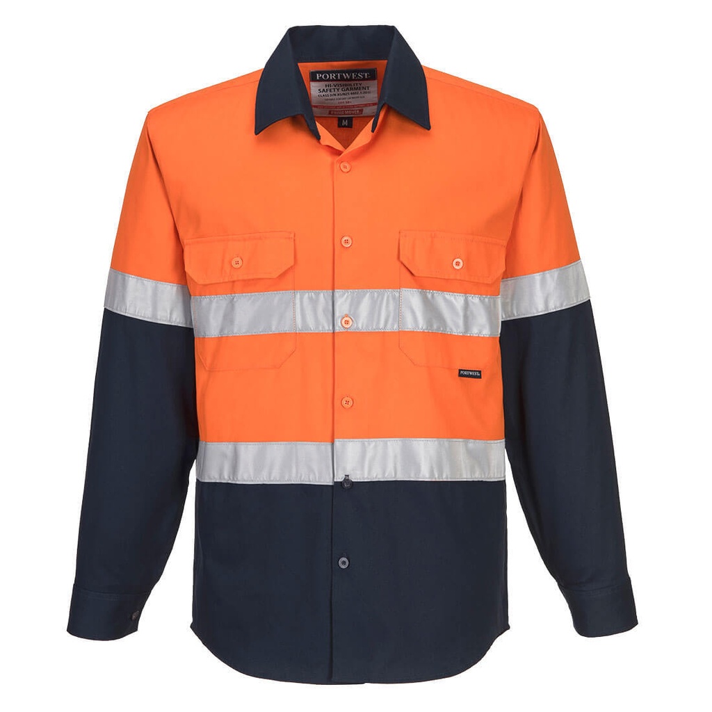 [MA803ON-9XL] [9XL-ON] PORTWEST MA803 Industrial Hi-Vis Lightweight Long Sleeve Shirt