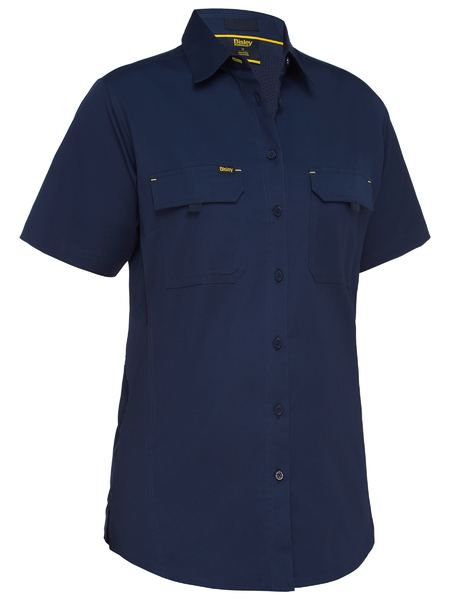 [BW-BL1414-N06] BISLEY BL1414 Womens X AIRFLOW Ripstop Short Sleeve Shirt (Navy, 06)