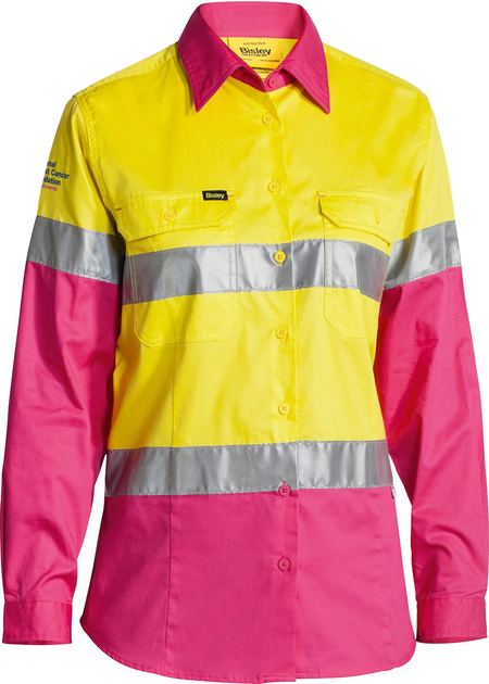 [BL6696T-YP06] BISLEY BL6696T Womens Taped Hi Vis Cool Lightweight Drill Shirt
