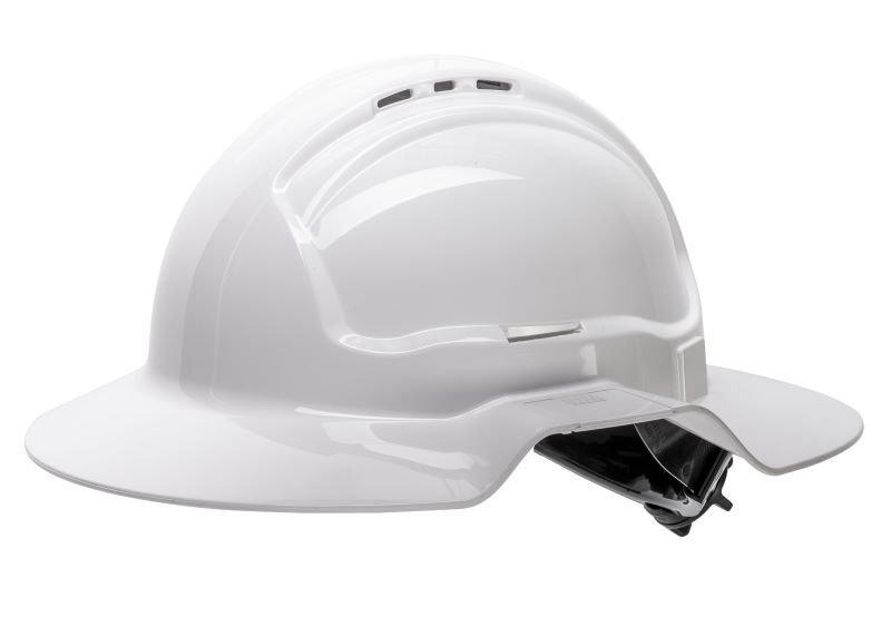 Broad Brim Hard Hat, Vented - Earmuff Compatible