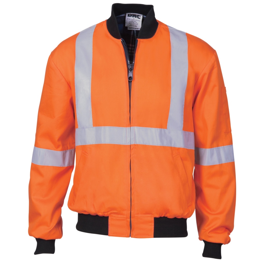 DNC 3759 HiVis Cotton Bomber Jacket X- Back, Orange