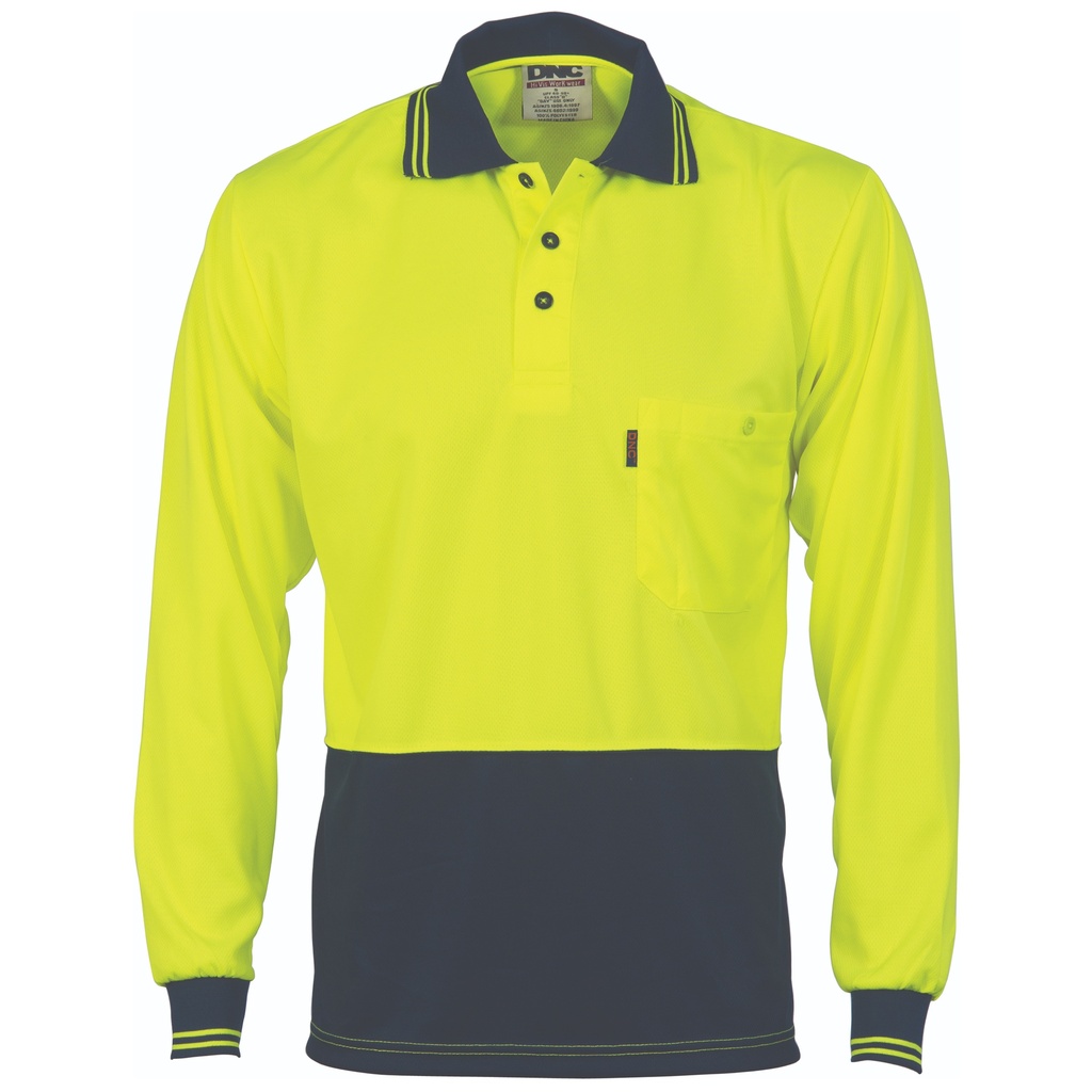 DNC 3813 Long Sleeve HiVis Polo Shirt