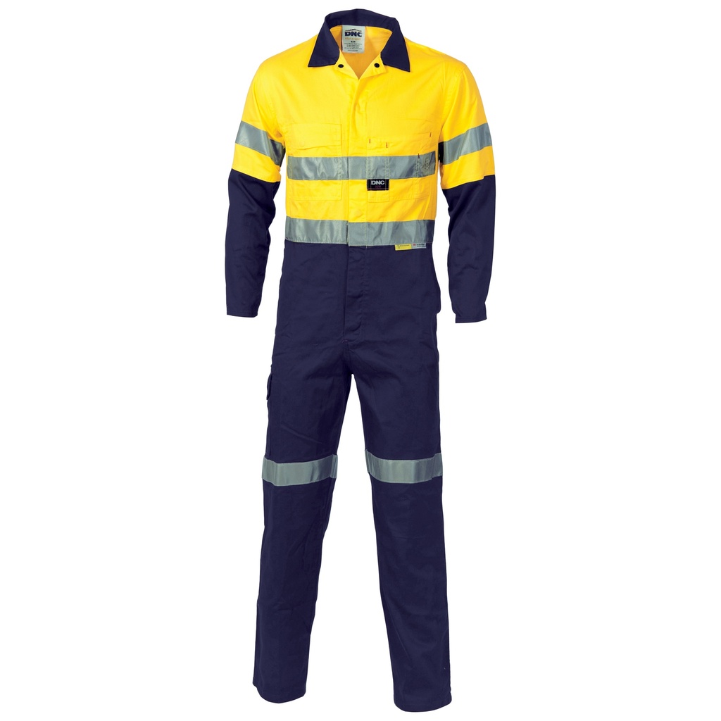 [DNC-3955-YN097R] DNC 3955 HiVis Taped Cool-Breeze Cotton Coverall (Yellow-Navy)