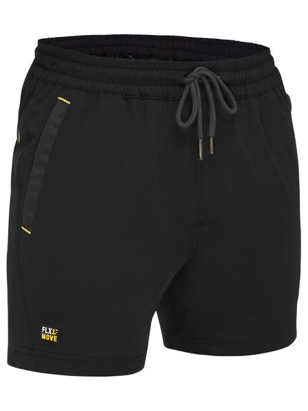 [BW-BSH1331B-072] BISLEY BSH1331 FLX & MOVE 4-way Stretch Elastic Waist Shorts (72, Black)