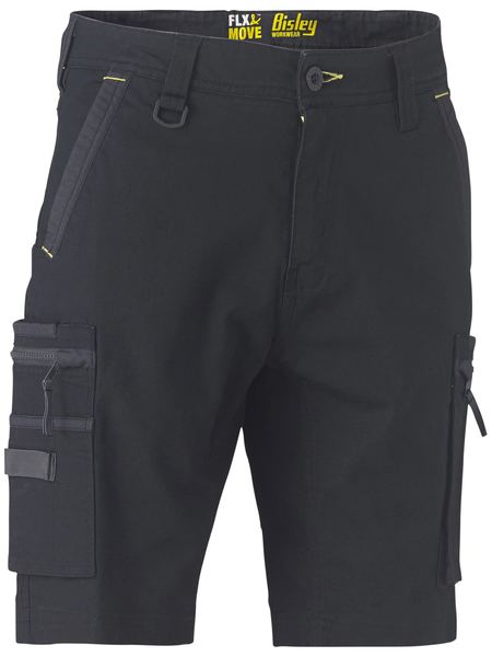 [BW-BSHC1330B-072] BISLEY BSHC1330 FLX & MOVE Utility Zip Cargo Shorts - Black (72)