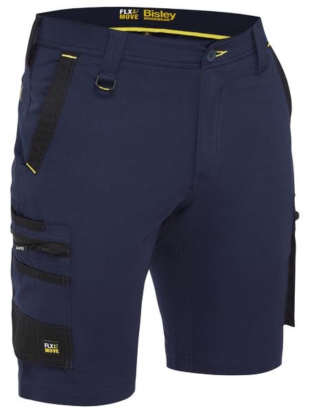 BISLEY BSHC1332 Flx & Move 4-Way Stretch Zip Cargo Shorts - Navy