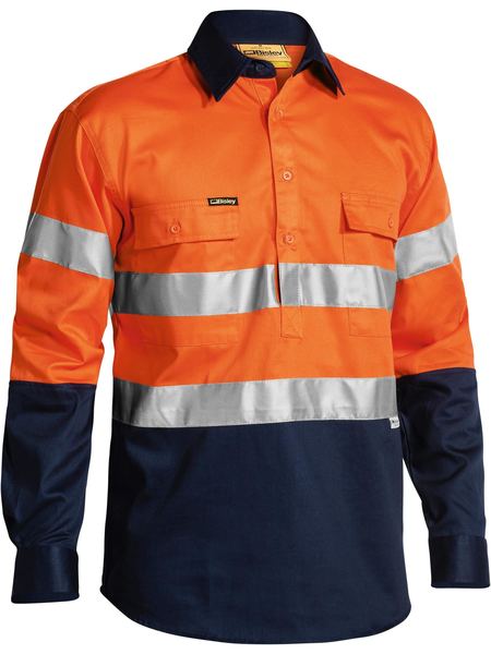 BISLEY BTC6456 Closed Front Reflective Taped Drill Shirt