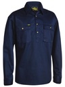 Bisley BSC6433 Closed Front Cotton Drill Shirt - Navy