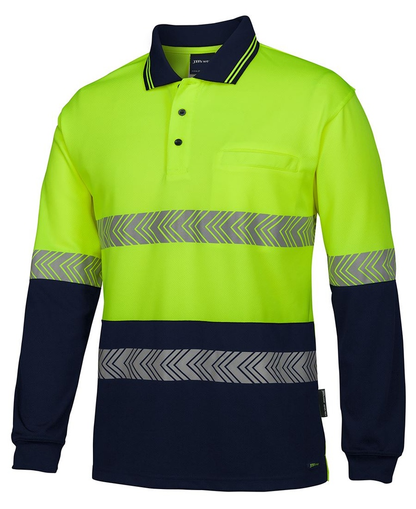 [JBS-6HLST-S] JB's 6HLST HI VIS L/S SEGMENTED TAPE POLO (S, Yellow-Navy)