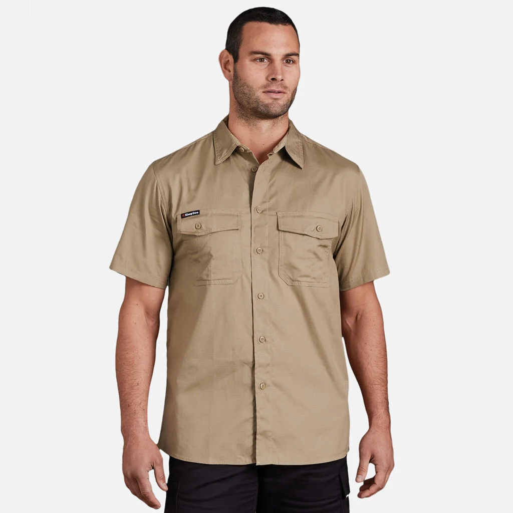 [KG-K14825-KS] KING GEE K14825 WorkCool Short Sleeve Shirt (S, Khaki)