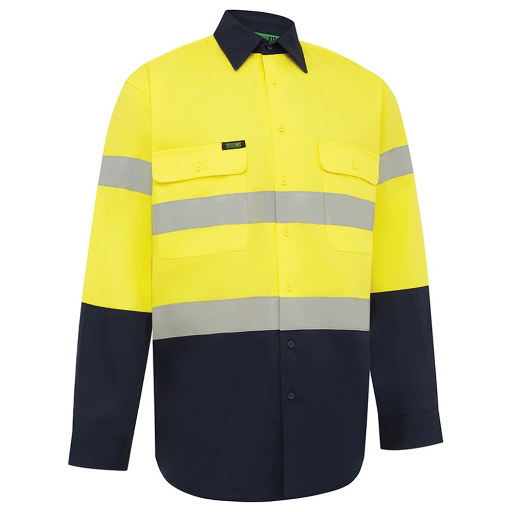 [WW-2002YN-XXS] WORKIT 2002 Long Sleeve Taped Shirt Yellow/Navy (2XS)