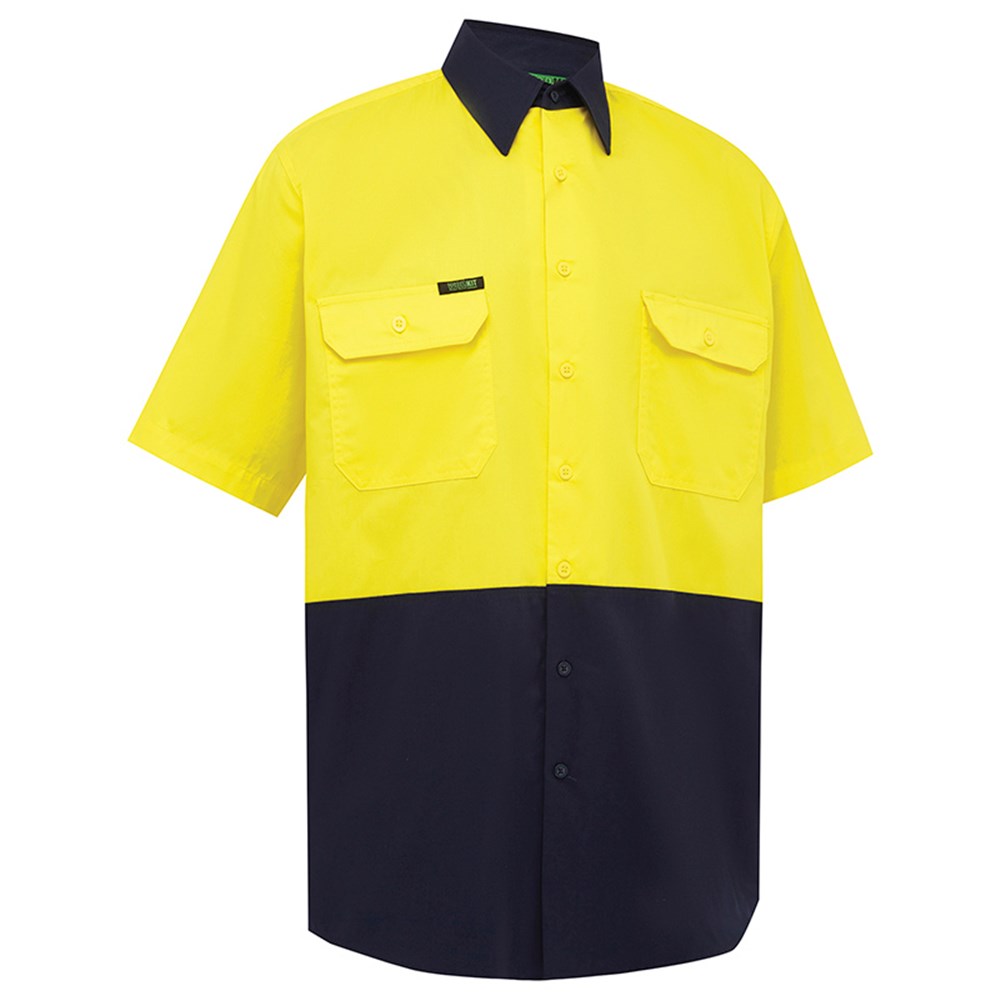 WORKIT 2008 Lightweight Short Sleeve Shirt Yellow/Navy