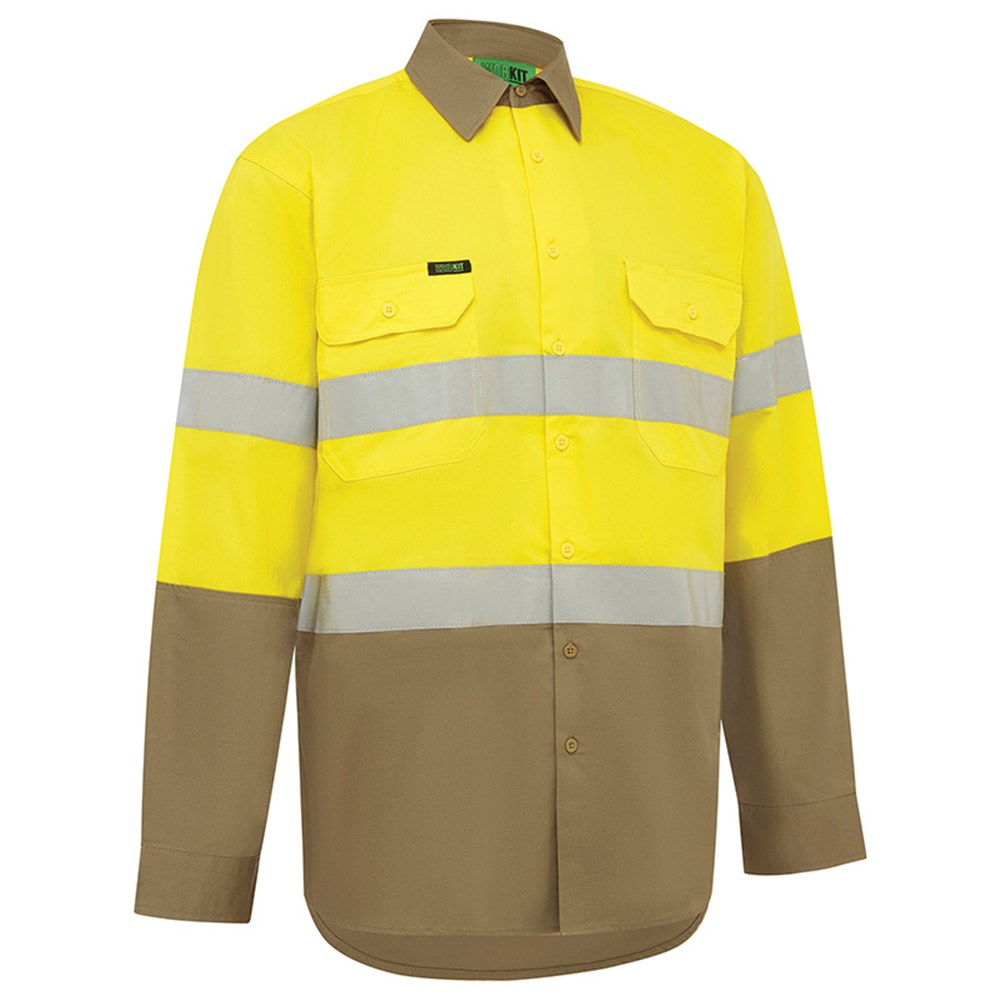[PC-2013YK-S] WORKIT 2013YK Lightweight Taped Shirt Yellow/Khaki (S)